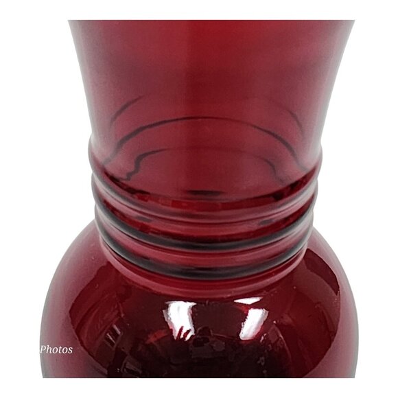 Anchor Hocking Royal Ruby Red Bud Vase Set 6 3/4" Ribbed Neck Romantic 30s Decor - Picture 6 of 14